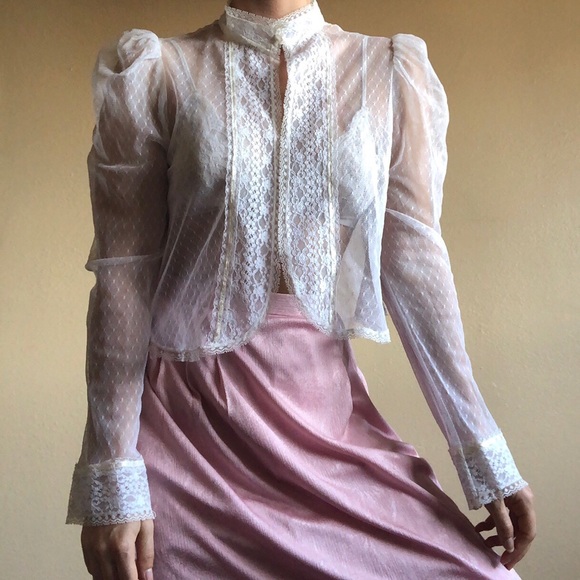 vintage victorian romantic sheer lace cover-up - Picture 3 of 4